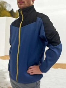 Manfinity Sport Corelite Boyfriend Style Men Colorblock Zip Up Slant Pocket Sports Jacket Workout Tops - Multicolor - View 3