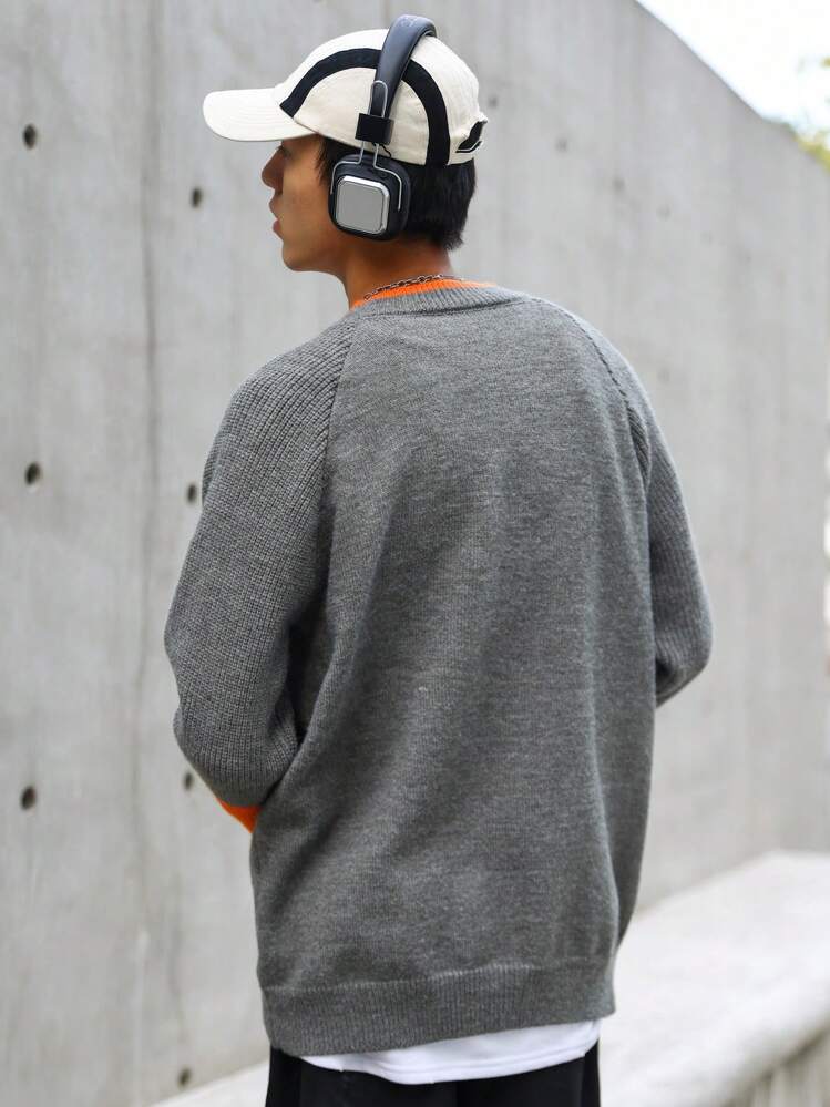 Manfinity Hypemode גברים מחולק לצבעים שרול רגלן סוודרים - אפור כהה - ראה 2