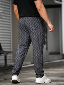 Manfinity Homme Men Allover Print Drawstring Waist Pants - Black - View 2