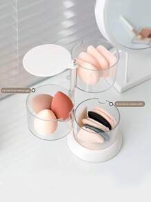 SHEIN Basic living 1 Hộp đựng mỹ phẩm nhiều lớp chống bụi có thể xoay được, dung tích lớn, xoay 360° - Trong sáng - Xem 7