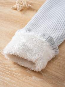 SHEIN Young Girl Solid Thermal Lined Knit Pants - White - View 4