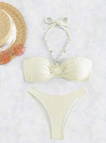 SHEIN Swim Bikini Ras-Du-Cou À Lien Anneau