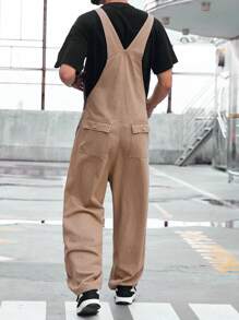 Manfinity EMRG Loose Fit Men's Slant Pocket Denim Overalls Without Tee - Camel - View 2