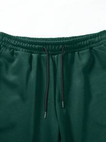 Manfinity Homme 男士字母圖案抽繩連帽衫和運動褲 - 綠色 - 查看 7