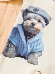 男嬰小狗印花拼接領連身褲 - 彩色 - 查看 5