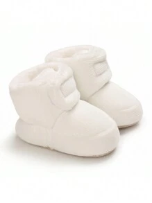 嬰幼兒時尚冬季室內外平底保暖靴 - 白色 - 查看 2