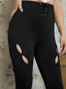 EastFlair Lace Up Front Cut Out Leggings