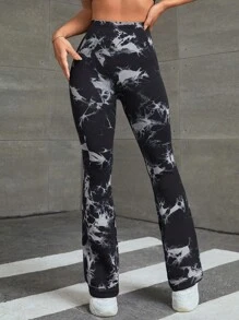 Easithlete Tie Dye Flare Leg Sports Pants - Multicolor - View 5