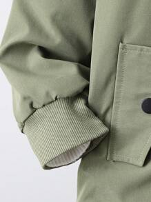 Young Boy Fuzzy Trim Hooded Padded Coat Without Sweater Winter - Army Green - View 5