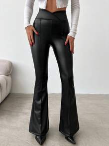 EURMUSE Flare Leg Pants - Black - View 3