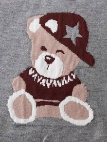 男嬰熊圖案條紋飾邊套頭毛衣和針織褲