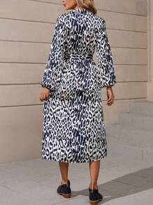 EMERY ROSE Allover Print Belted Shirt Dress - Multicolor - View 2