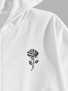 GENTILAND 男士花卉和字母圖案拉鏈連帽衫 - 白色 - 查看 3