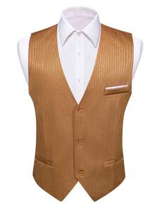 Men 1pc Vertical Striped Waistcoat