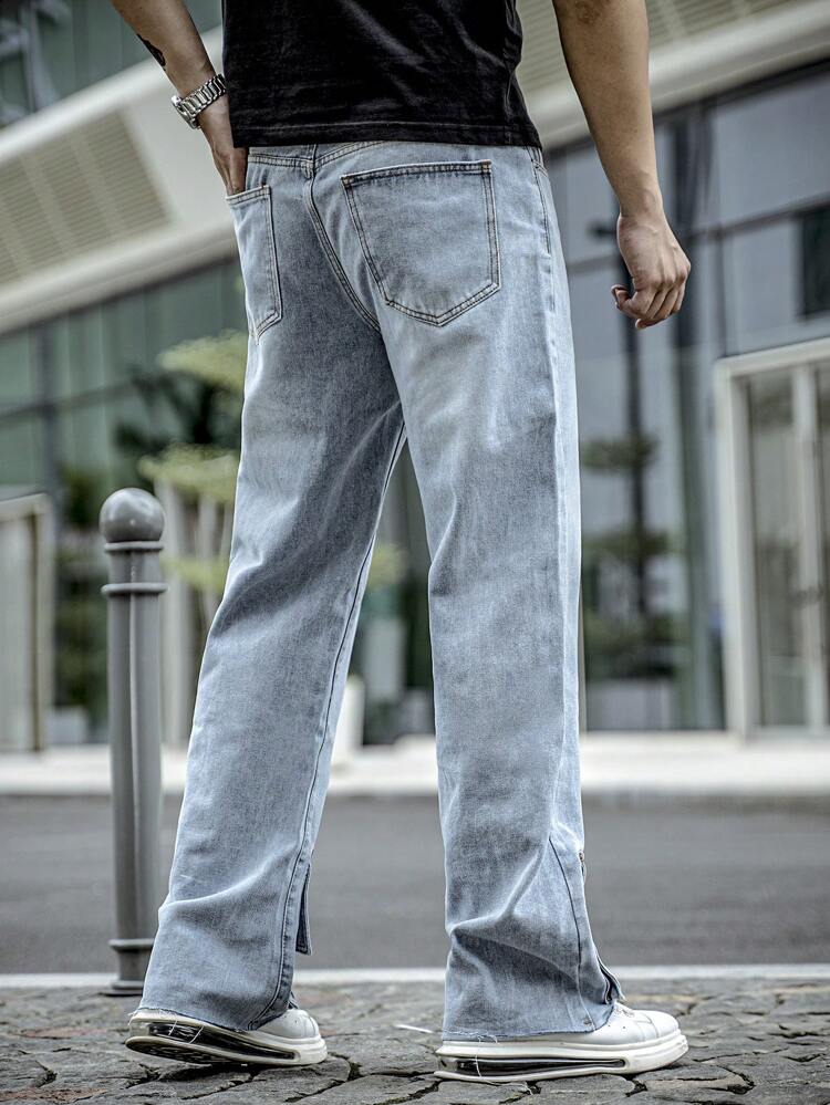 Men Flap Pocket Detail Straight Leg Jeans