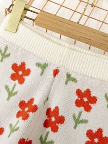 SHEIN Ragazzine Pantaloni modello floreale in maglia