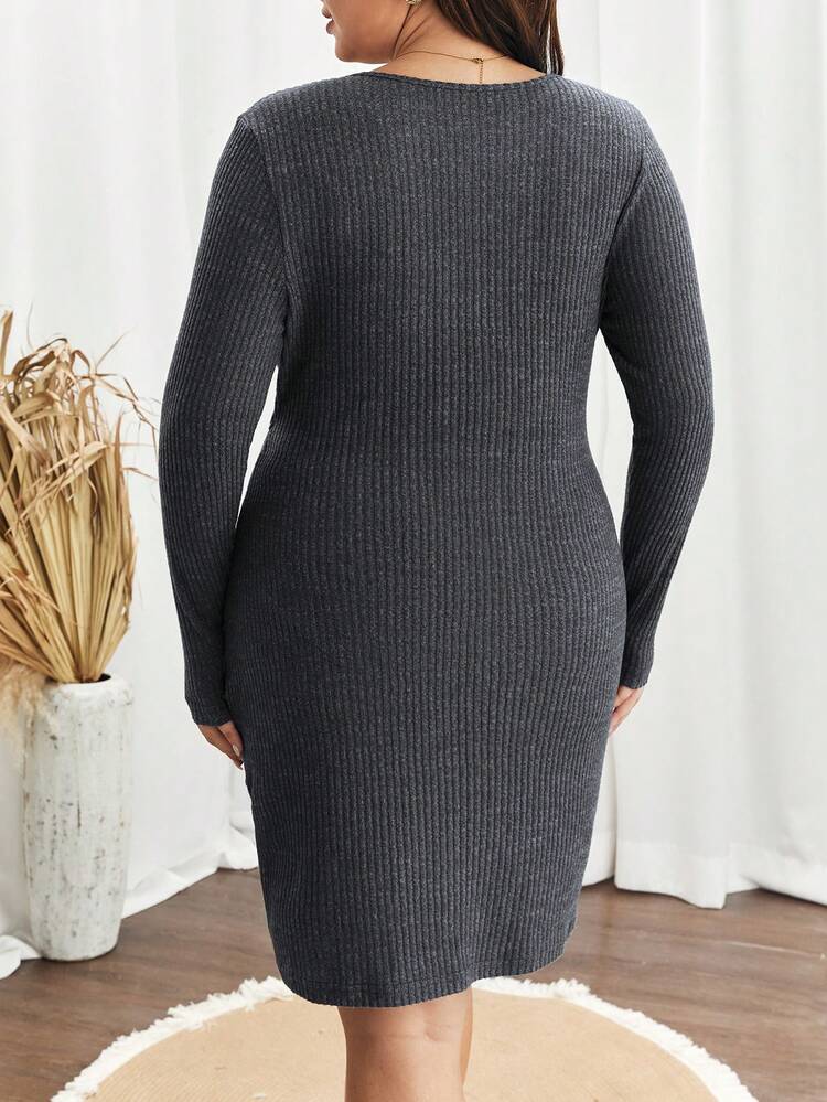 Plus Ruched Tulip Hem Glitter Bodycon Dress
