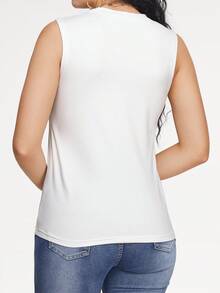 SHEIN Unity 蜻蜓&字母圖案背心上衣 - 白色 - 查看 4