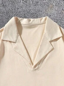 Manfinity Roghcode 大碼素色西裝領POLO衫 - 卡其色 - 查看 3