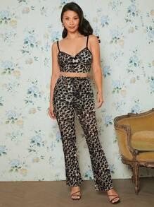 EastFlair Leopard Print Cami Top & Flare Leg Pants