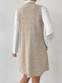 Calvaya 女士毛衣連衣裙 - 杏色 - 查看 2