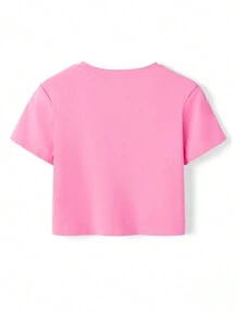 Rintage Camiseta crop con estampado de figura - Rosa - Ver 2