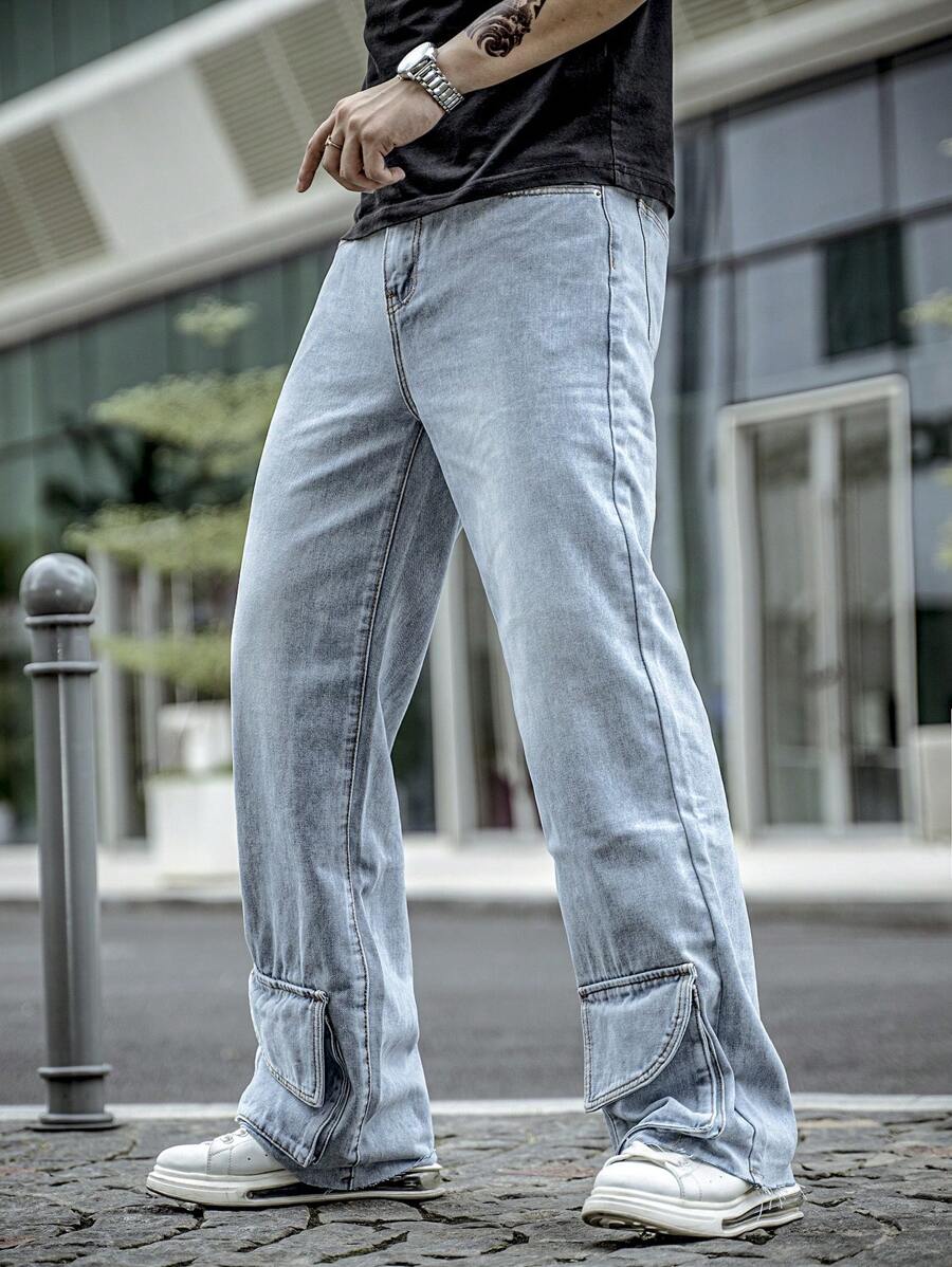 Manfinity LEGND Men Flap Pocket Detail Straight Leg Jeans