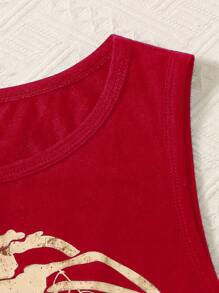 Muchica 骷髏和骷髅頭圖案短款背心 - 紅色 - 查看 5