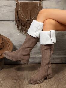 Winter Thickening Knee-high Snow Boots For Women, Dual Wear Anti-skid Warm Shoes - Khaki - View 4