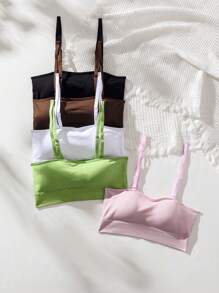 SHEIN 5pcs Solid Wireless Bralette - Multicolor - View 3