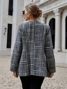 SHEIN Clasi Plaid Print Belted Overcoat - Multicolor - View 2