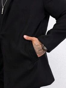 Manfinity Homme Men Lapel Neck Belted Overcoat - Black - View 5