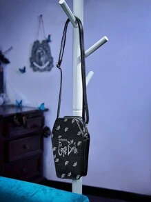 Corpse Bride | ROMWE Mini Novelty Bag Dark Figure & Butterfly Pattern For Work - Black - View 2