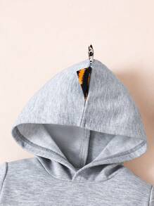 男嬰3D耳朵袋鼠口袋連帽衫和豹紋印花衛褲