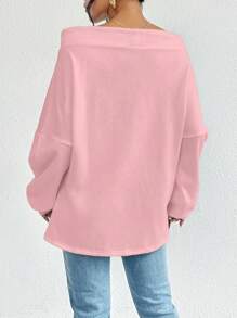 SHEIN Privé 一字肩蝙蝠袖抽繩運動衫