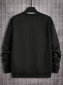 GENTILAND Men Plus Bear Print Sweatshirt - Black - View 2