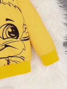 男孩卡通和字母圖案保暖連帽衫