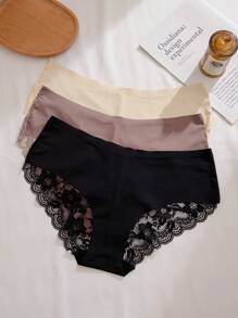Juego de 3 pares de bragas con adorno de encaje - Multicolor - Ver 4