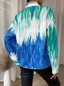 SHEIN Essnce Nhuộm buộc Thả vai Nút phía trước Áo sơ mi - Nhiều màu - Xem 2