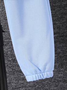 SHEIN 女大童字母圖案雙色學院風夾克和運動褲不帶T恤 - 彩色 - 查看 6