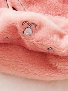 Baby Girl Cartoon Embroidery Flannel Sweatshirt & Pants - Pink - View 8