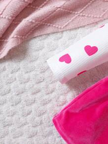 Baby Girl Heart Print Ruffle Trim Bow Front Ruffle Trim 2 In 1 Dress With Headband - Hot Pink - View 5