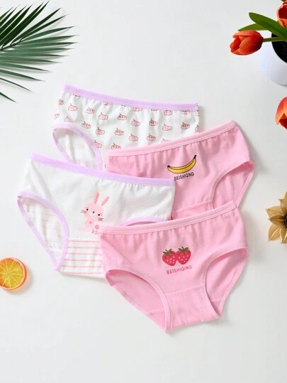 Ung flicka söt triangeltryck underkläder set om 4