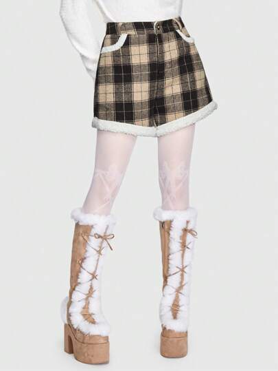 Kawaii Shorts motivo scozzese pannello teddy
