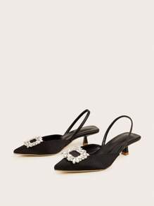 女士 2024 新款水钻尖头高跟时尚正装鞋（鞋面随机剪裁）