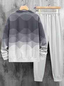 Manfinity LEGND 男士漸變色圓領運動衫和運動褲 - 灰色 - 查看 2