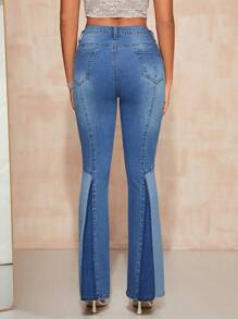 SHEIN BAE Farbblock Jeans mit ausgestelltem Bein