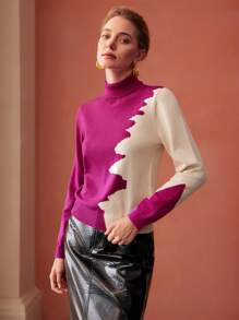 MOTF PREMIUM TWO-TONE TURTLENECK SWEATER - Multicolor - View 6