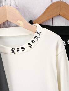 Boys 3pcs Letter Graphic Tee - Multicolor - View 3