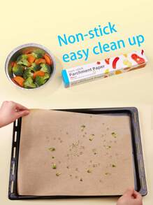 SHEIN Basic living 1包裝50平方英尺未漂白牛皮紙，用於烘焙餅乾、空氣炸鍋、烤箱、廚房烘烤墊、烤紙、空氣炸鍋紙、空氣炸鍋網 - 棕色 - 查看 5